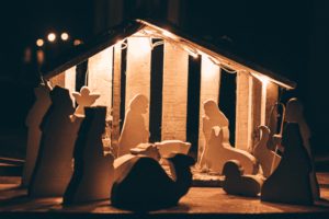 Simple wooden nativity scene