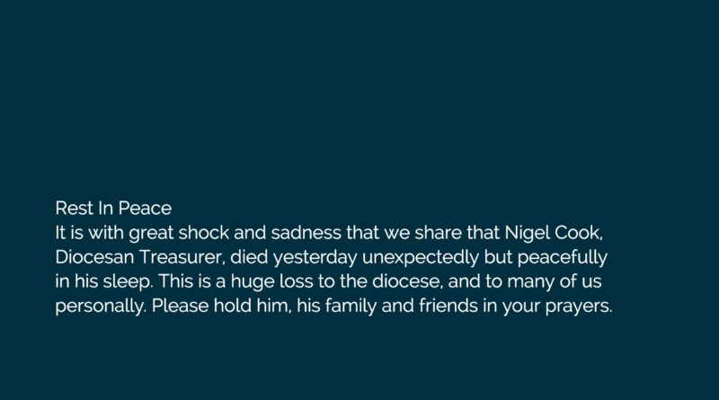 Announcement of the death of Nigel Cook